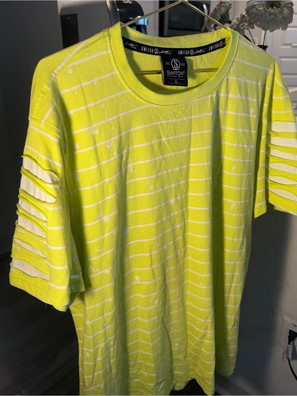 Switch Neon Yellow Striped Short Sleeve T-Shirt
